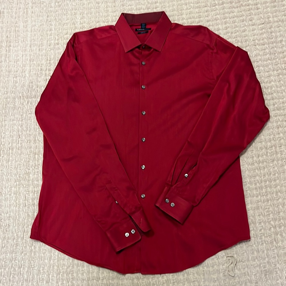 Van Heuson Slim Fit Red Dress Shirt 17-17.5 36/37 - Picture 2 of 5